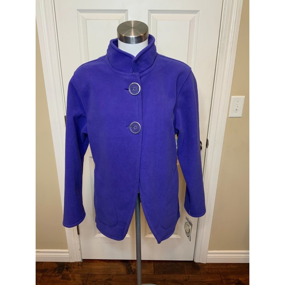 Wooly Bully Purple Fleece Double Button Swing Jacket NWT, Size Large